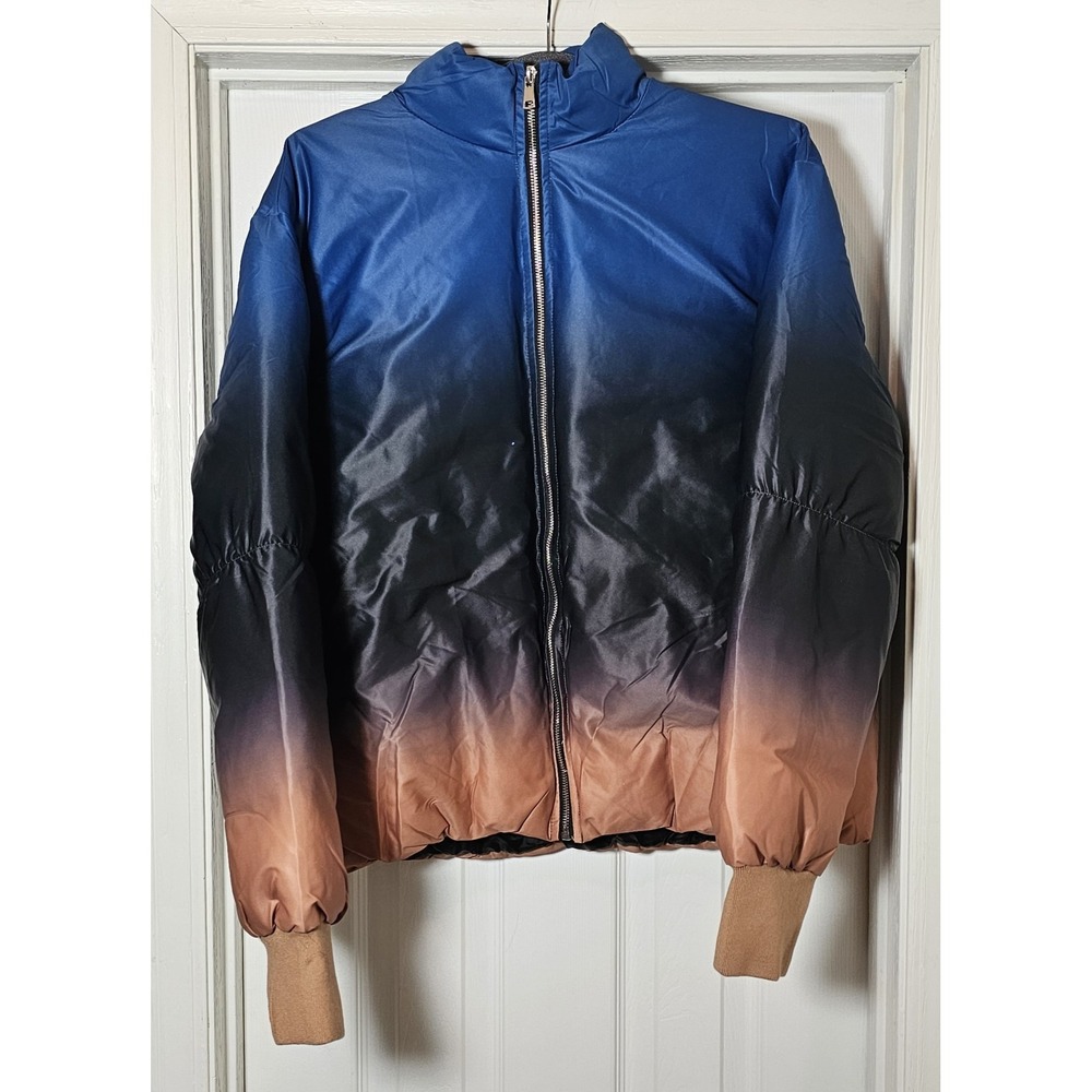 Mnml Jupiter Ombre‎ Puffer Jacket Size Medium Quilted Relaxed Fit Ribbed Cuffs